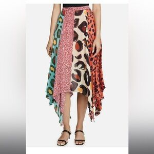 Farm Rio Mixed Leopard Hanker chief Hem Skirt Size Medium